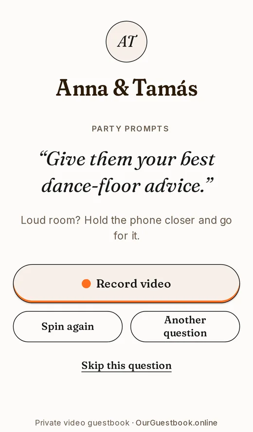 A question on the guest page, with the record button